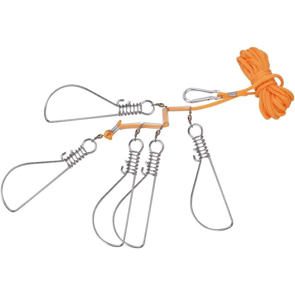 TEMU Corde à poisson robuste à 5 boucles, dispositif élastique à boucle à ressort en acier inoxydable, pratique pour les gros poissons, convient aux