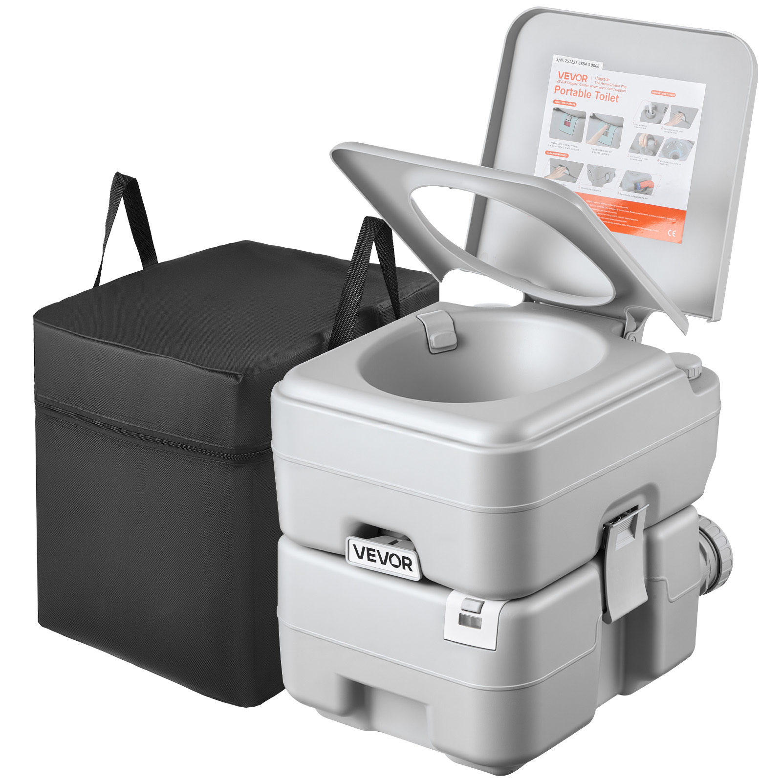 TEMU Toilette Portable VEVOR, Réservoir à Déchets Amovible de 5,3 Gallons, 120 Chasses d'Eau, Toilette de Camping pour Adultes, Pot de Voyage