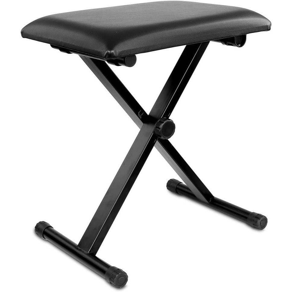 TEMU Tabouret de piano à hauteur réglable sur 3 positions (16,5"/17,5"/19,5", 42cm/45cm/50cm) noir, pliant, super stable et durable, rembourré, avec