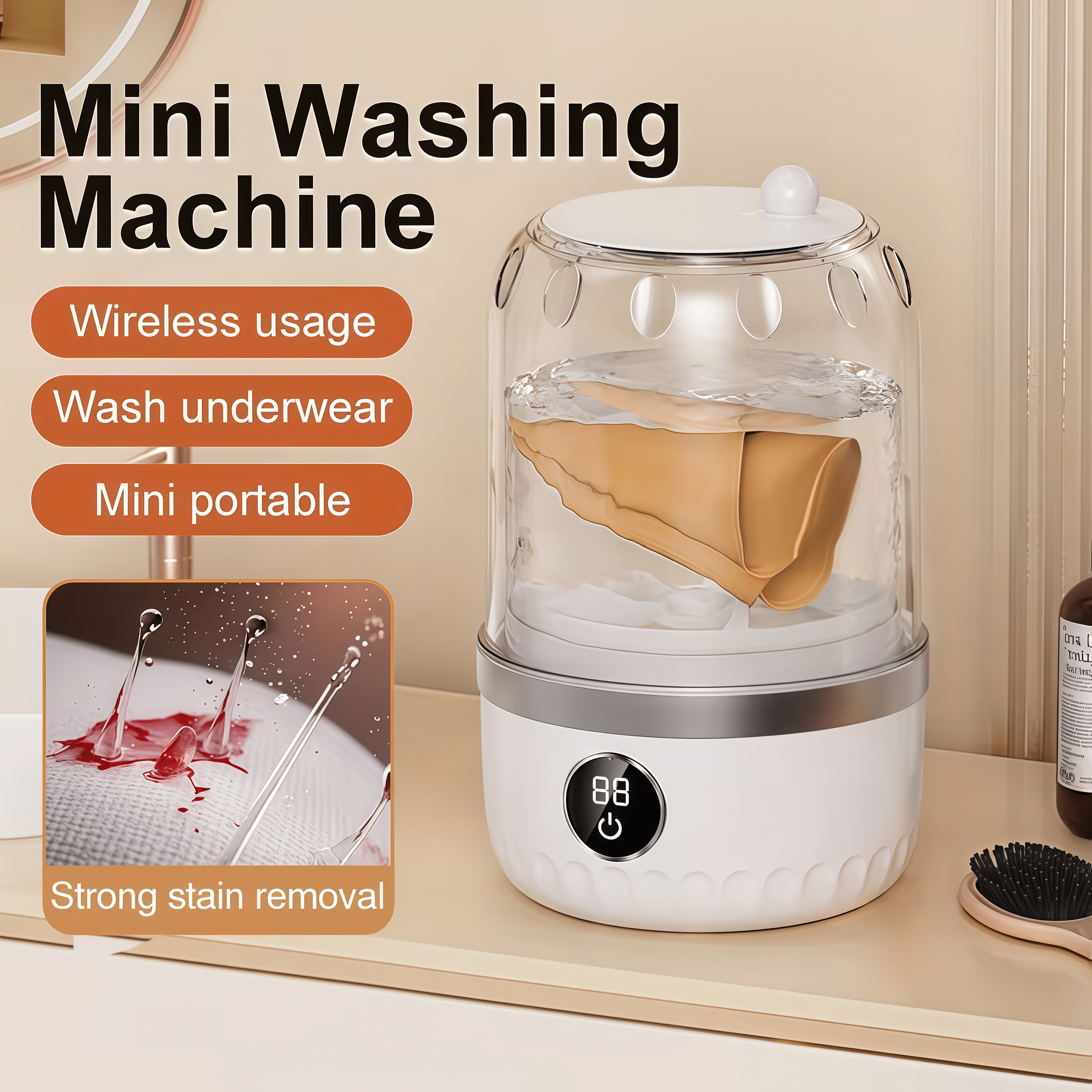 TEMU Mini Portable Washing Machine With Spin , Usb Powered Compact Small Laundry Washer, Portable Mini Washer For Underwear Socks Clothes, Ideal For