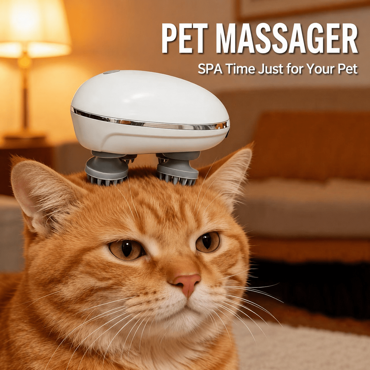 TEMU Masseur pour animaux de compagnie rechargeable par USB pour chats et chiens, outil de toilettage électrique portable avec 4 têtes de massage