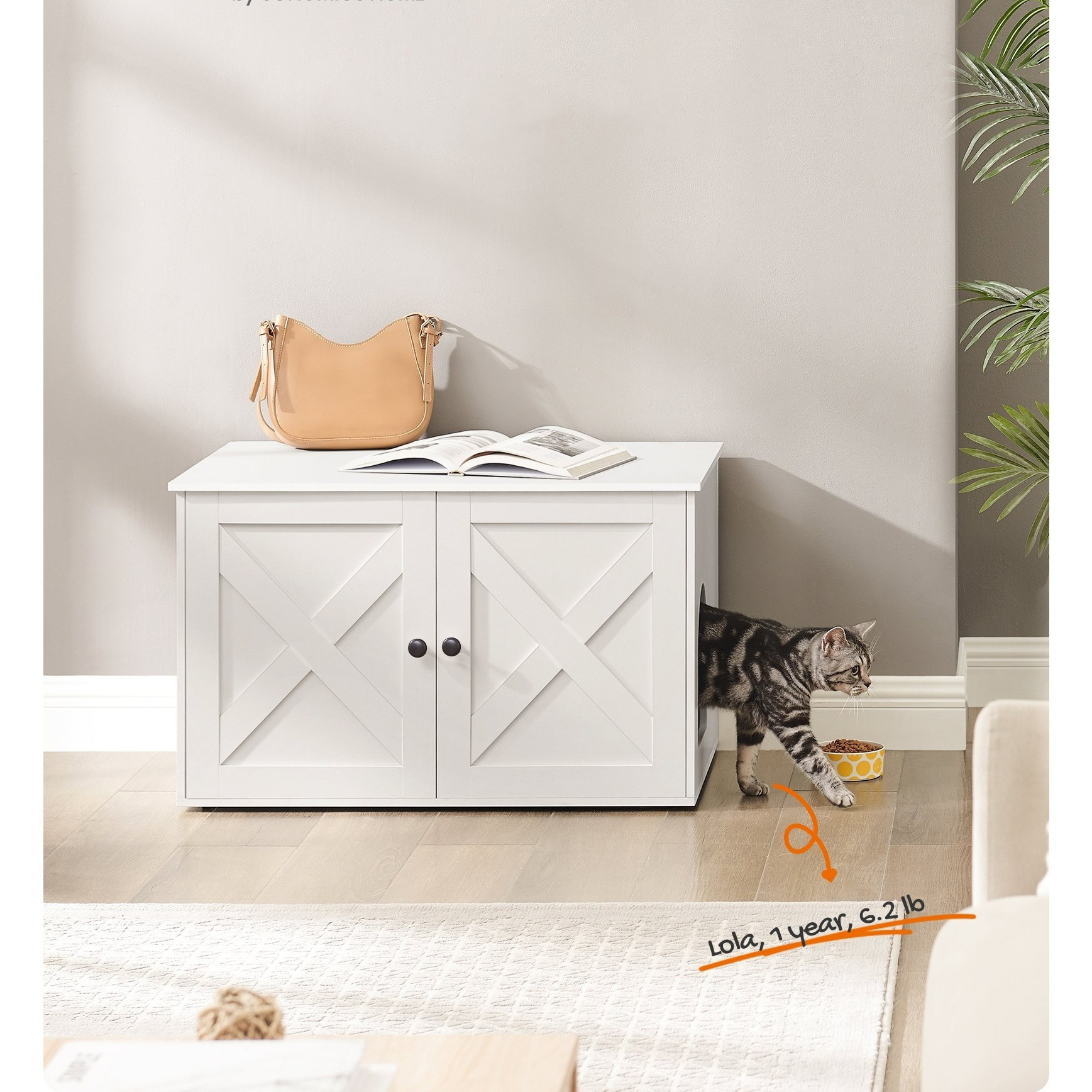 TEMU Ensemble de protection pour bac à litière pour chat, meuble de bac à litière avec séparateur amovible, maison pour chat d'intérieur, table
