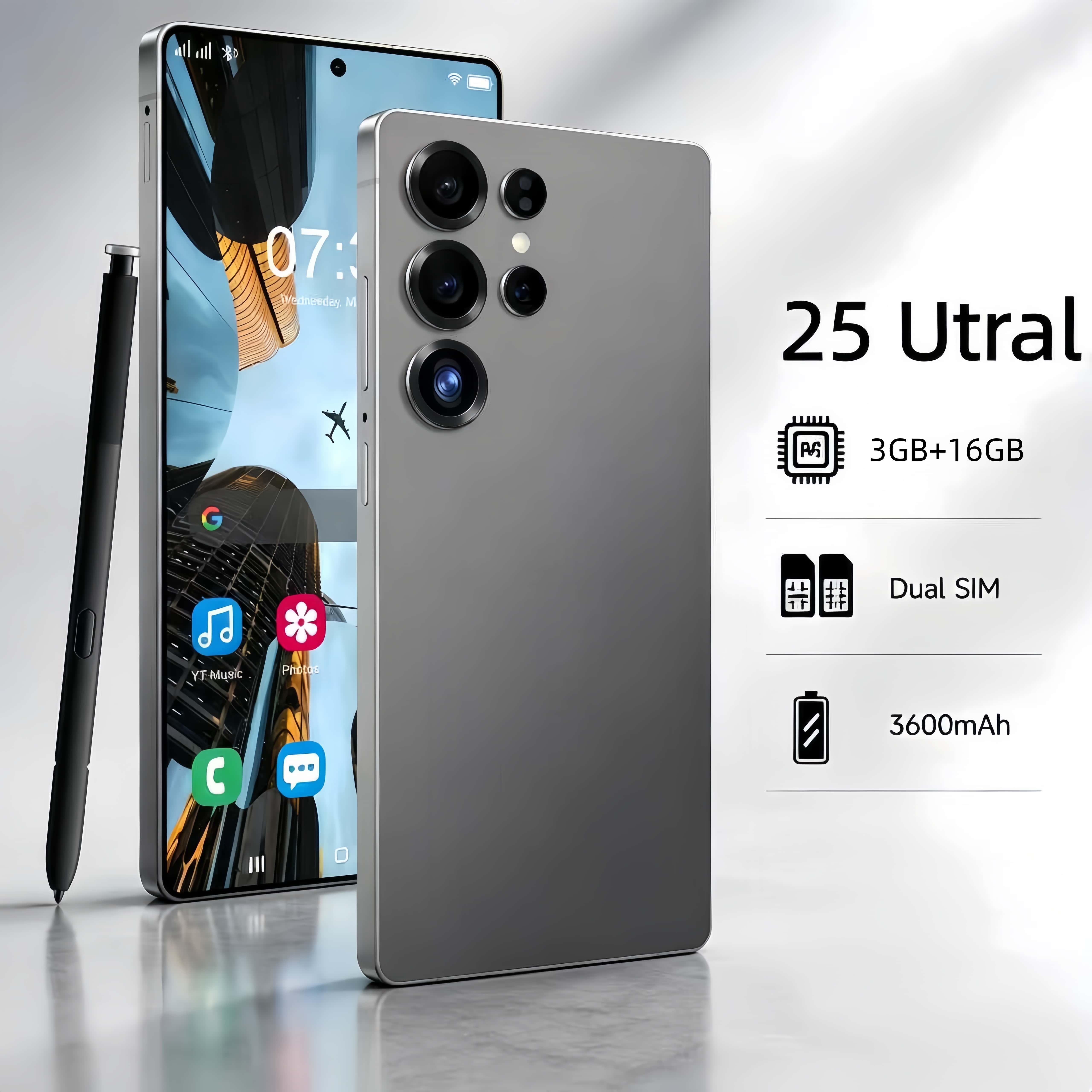 TEMU 25 Ultra 2026 5g New Model 6.8-inch Hd Large-screen Smartphone Unlocking Phone 3gb + 16gb Storage Front And Rear Hd Cameras Includes Data Cable,