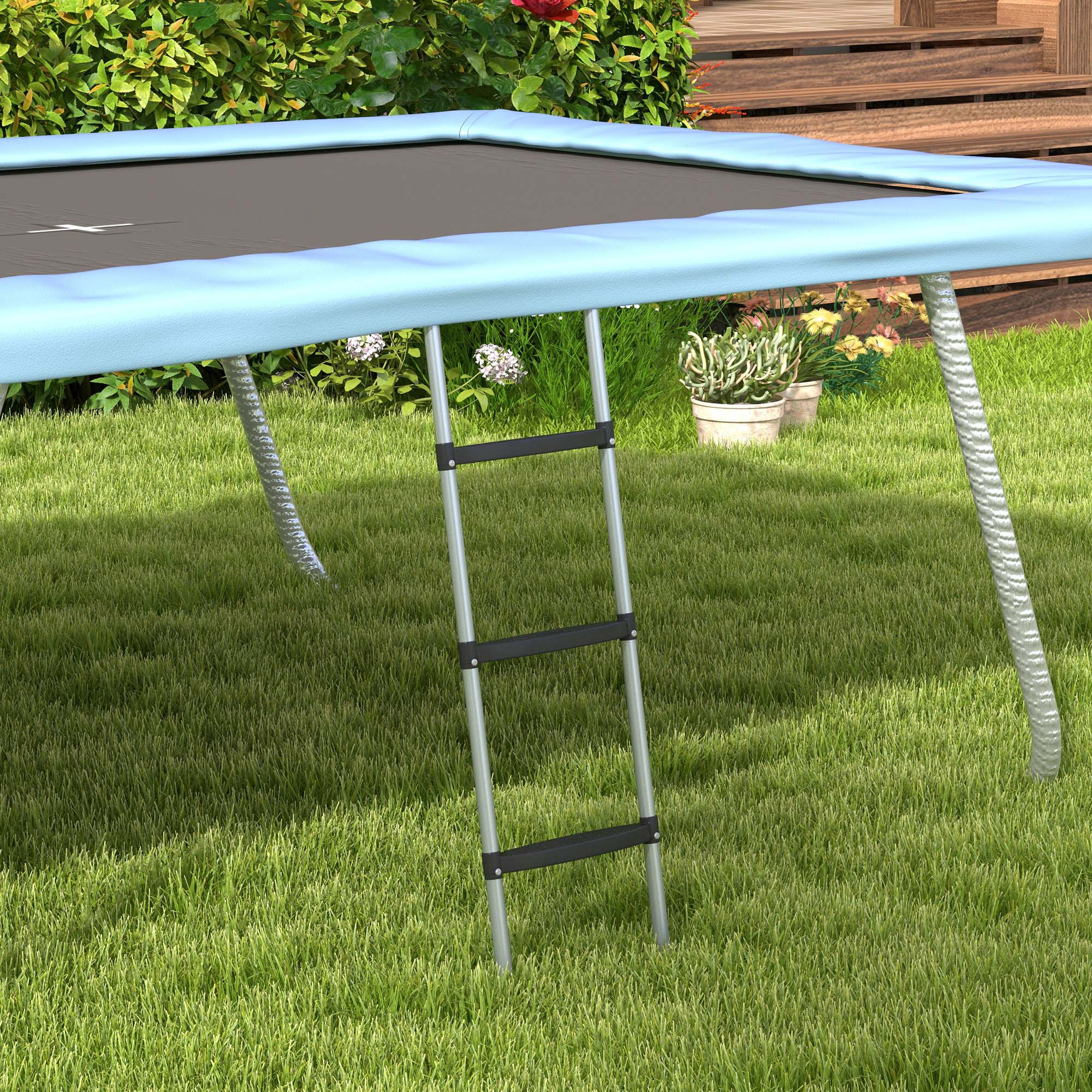 trampoline ladder rust resistant 2 steps 3 steps with non slip   heavy duty trampoline stairs accessories   43 inch length