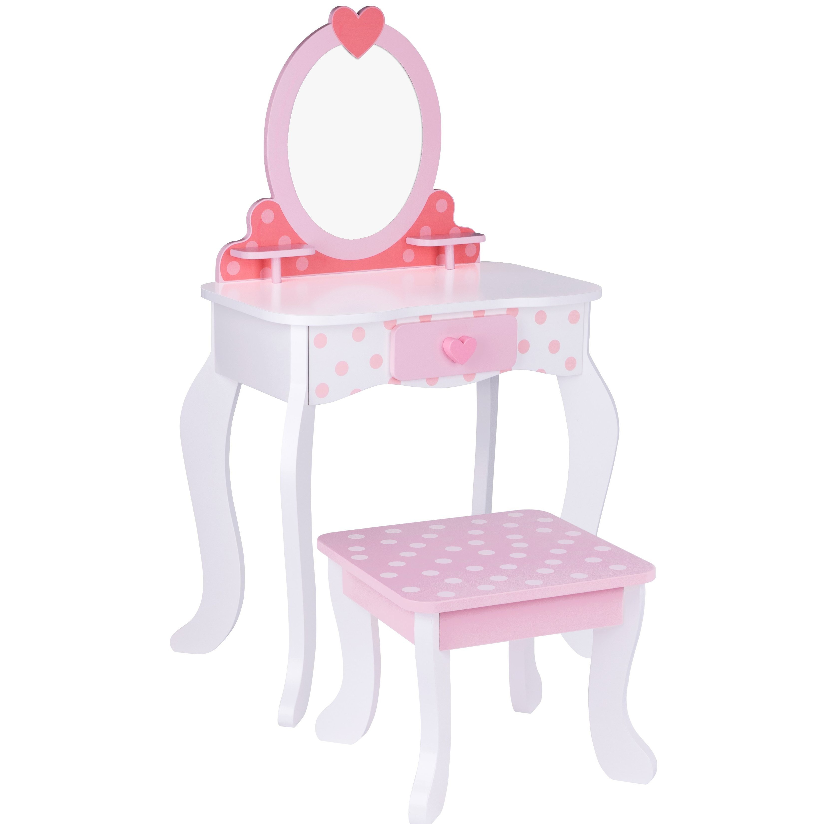 TEMU Coiffeuse en Bois pour Enfants - Table de Maquillage avec et Chaise, Jouet de Rôle pour Tout-Petits de 3 Ans et Plus