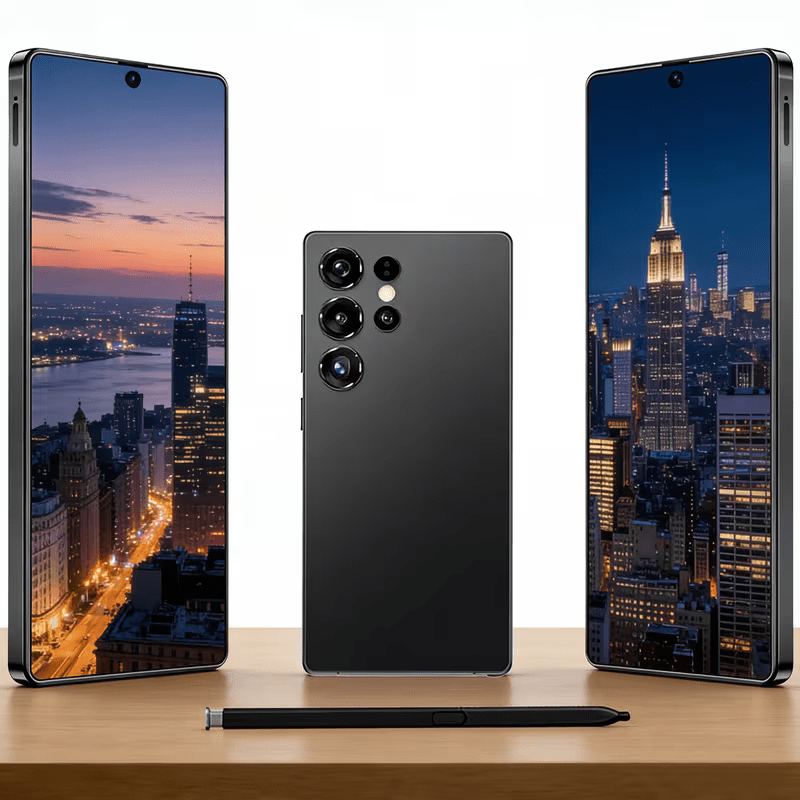 the 2026 smartphone has a 6 8 inch screen features facial recognition technology   with an included stylus and   headphones data cable phone case and screen protector   very suitable as a gift for friends relatives and elders and   ideal for use as   Product details 0