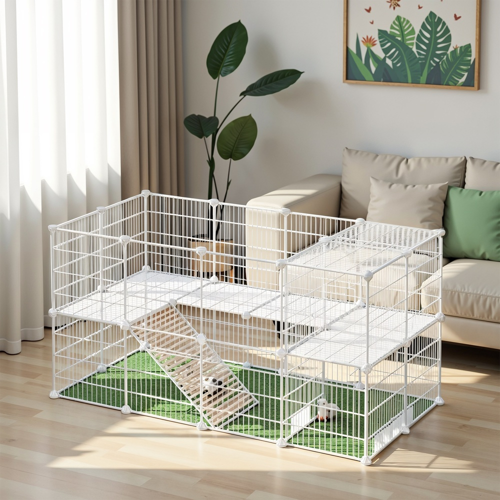 TEMU Parc pour animaux de compagnie, villa premium en fil métallique pour cochons d'Inde, lapins nains, lapins, chiots