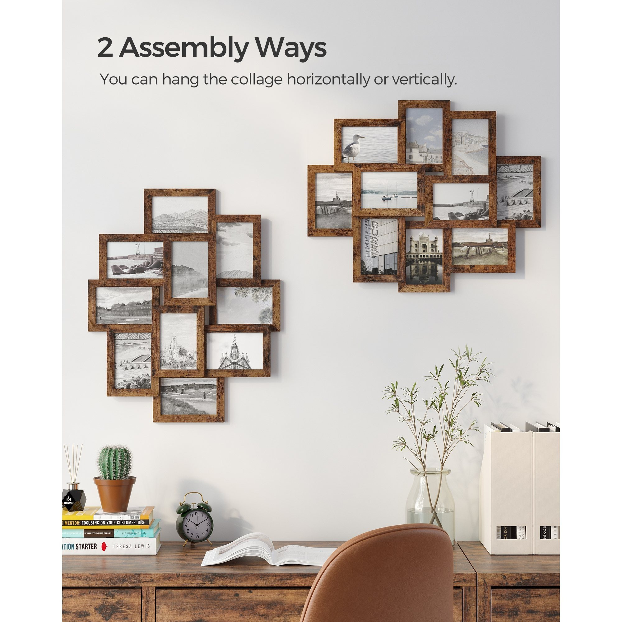 Collage Picture Frames, 4x6 For Wall Pack,, Rustic Brown: retailer-supplied image
