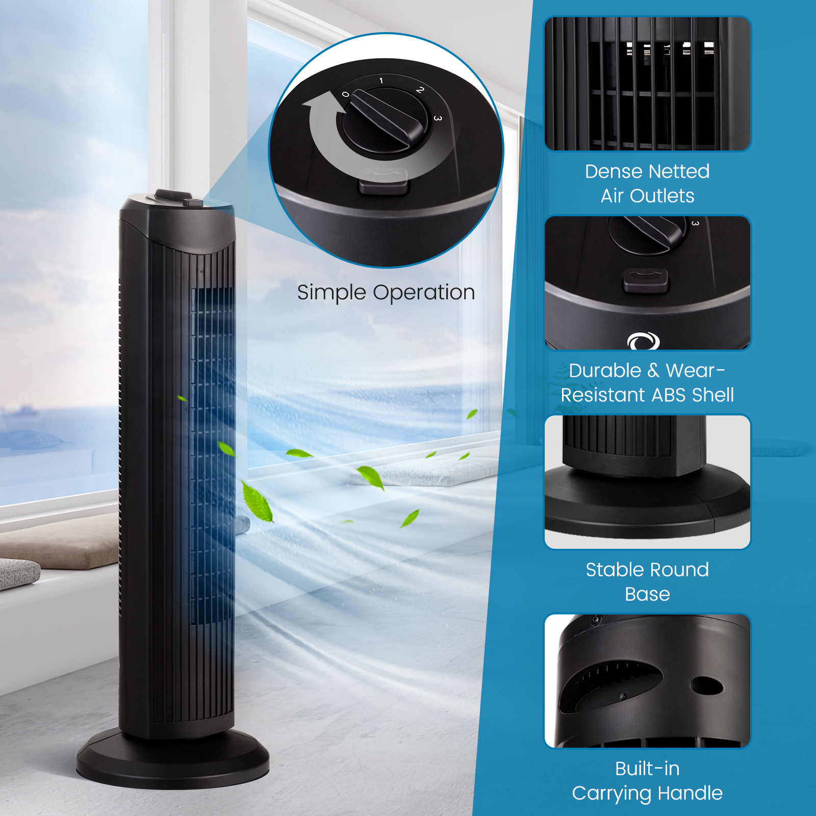 28 oscillating tower fan safe bladeless fan with     and 60   floor standing fan quiet cooling fan portable and lightweight standing fan for bedroom kitchen office