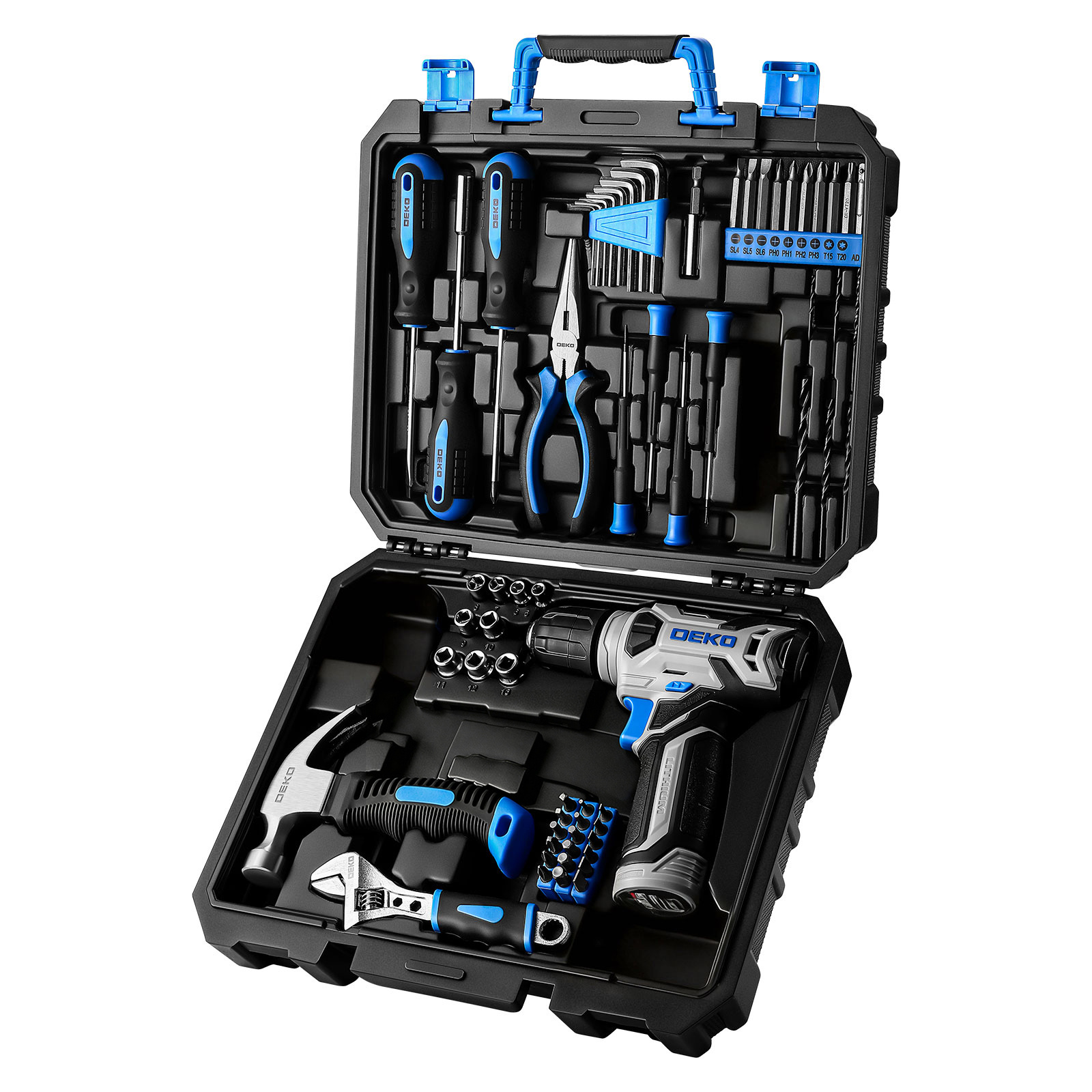 128pcs household power tool kit set with 8v cordless drill driver 1 5ah rechargeable battery portable all in one hand toolbox for     repair   maintenance easter gift for men women homeowner handyman beginner