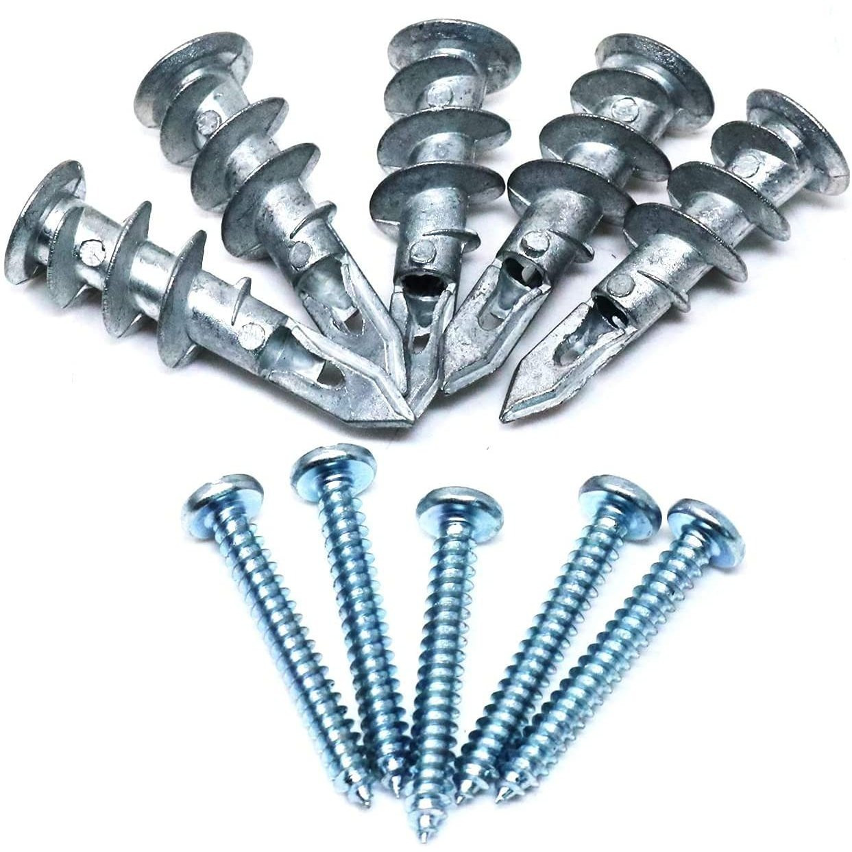 TEMU 100 Pcs Drywall Anchors Kit 50 Heavy Duty Metal Wall Anchors And 50#8 X 1-1/4'' Screws Total 100 Pieces, Metal Anchor Better Than Plastic Anchor