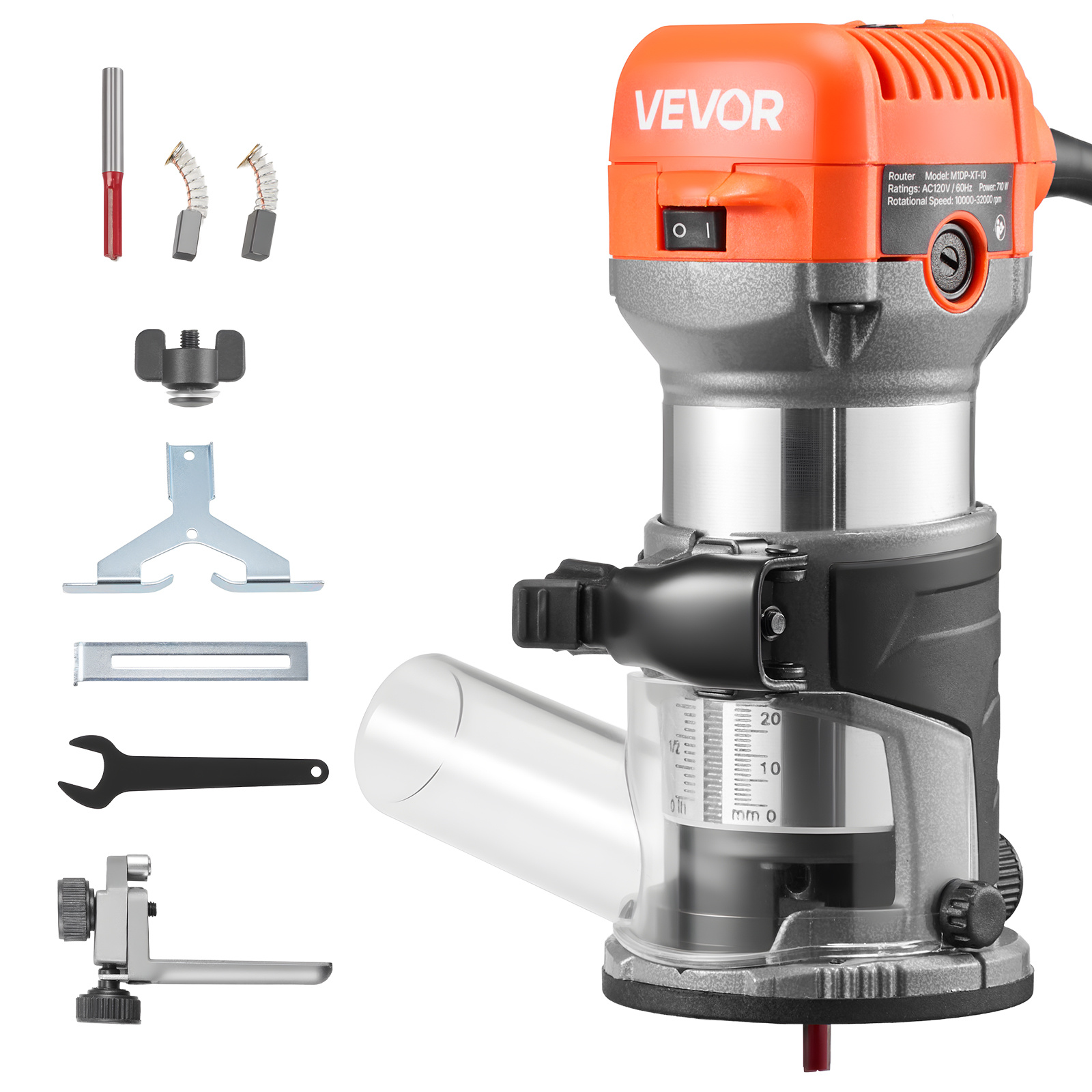 TEMU Défonceuse à bois VEVOR, 1 CV 710 W, outil de défonçage de à vitesse variable avec démarrage en , ébavureuse de bois compacte avec base fixe et
