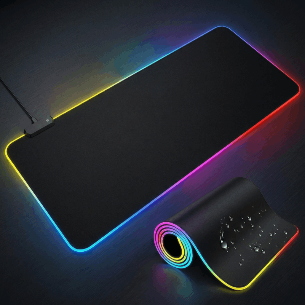 TEMU Tapis de souris RGB XXL x 11.8 pouces, tapis de bureau de jeu étendu avec modes d'éclairage LED, base antidérapante pour clavier et souris