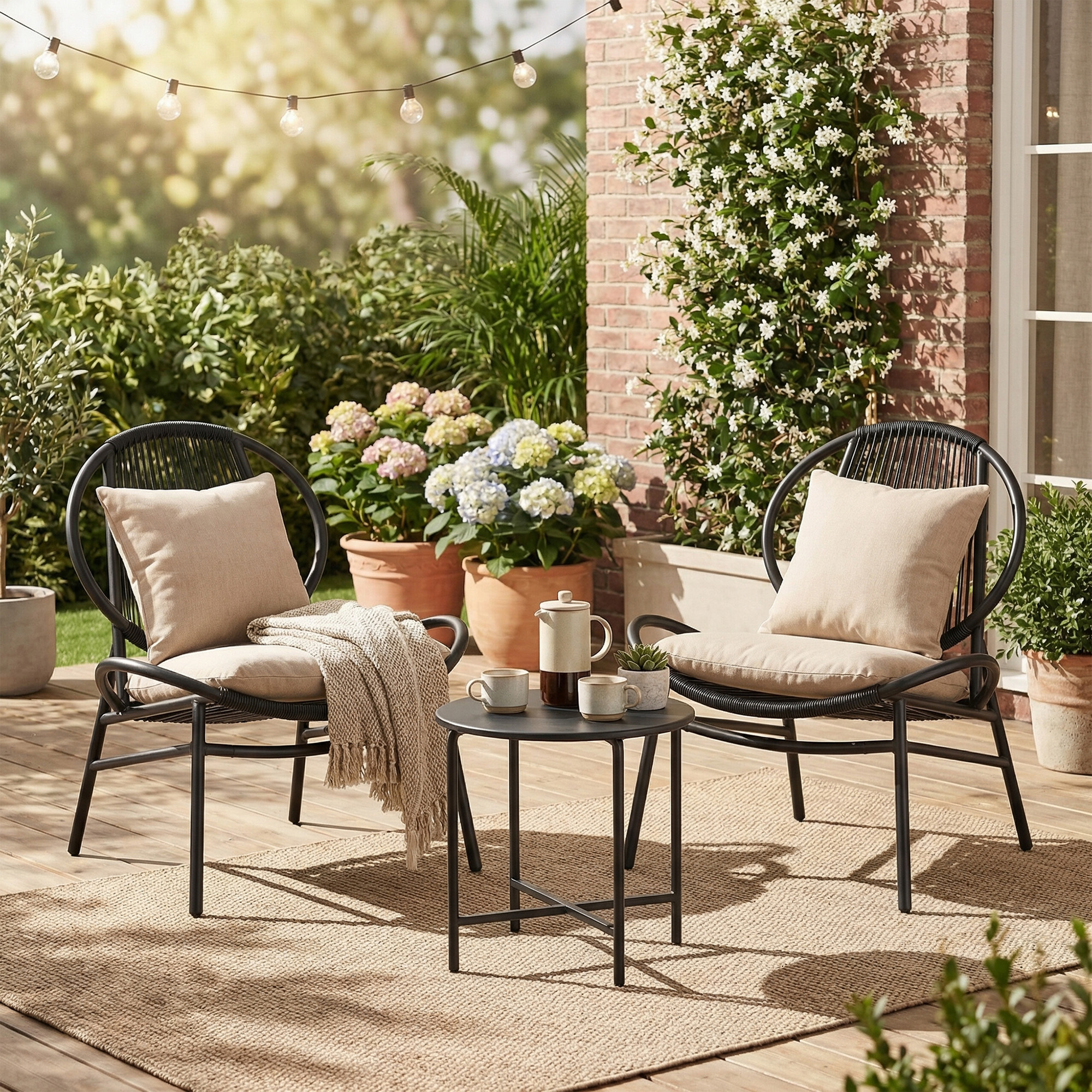 TEMU Ensemble de mobilier de bistro pour patio 3 pièces avec chaises Acapulco, table d'appoint et 2 chaises, intérieur ou extérieur pour balcon ou