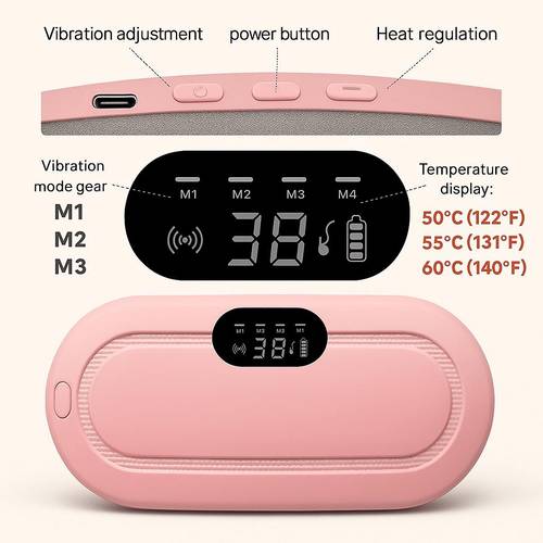 Portable electric heating pad, menstrual heating pad, heating device for the abdomen and waist during menstruation, menstrual massage device, electric for warming the waist and abdomen. Portable , providing a comfortable and adjustable design, designed for women.