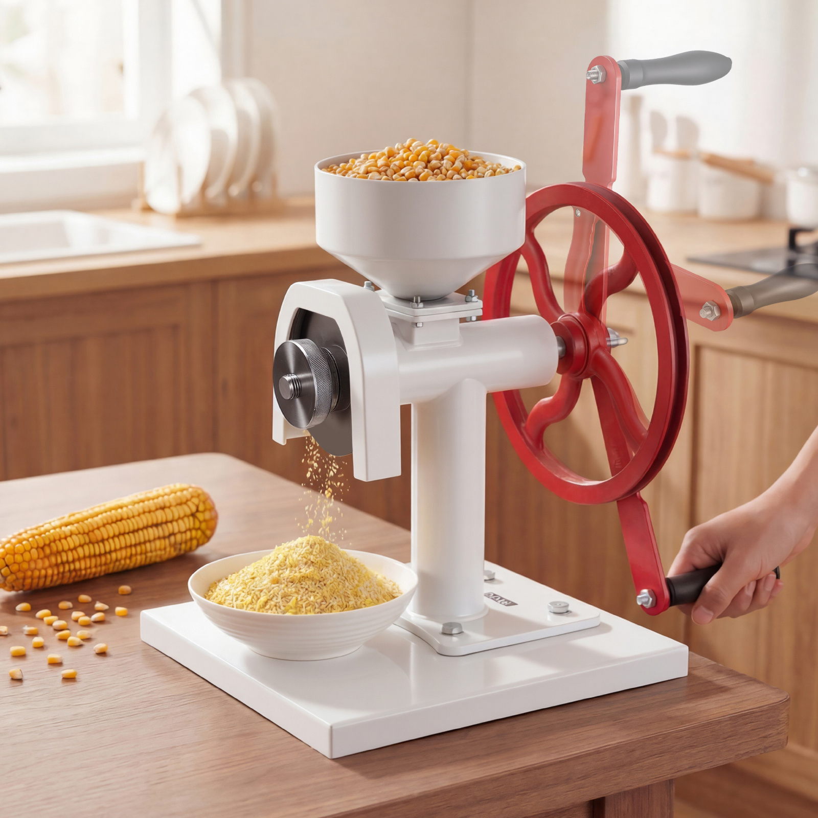   manual   with flywheel hand crank corn grinder heavy duty carbon steel wheat grinding mill with adjustable   0 53 gallon hopper for   spices coffee beans nuts