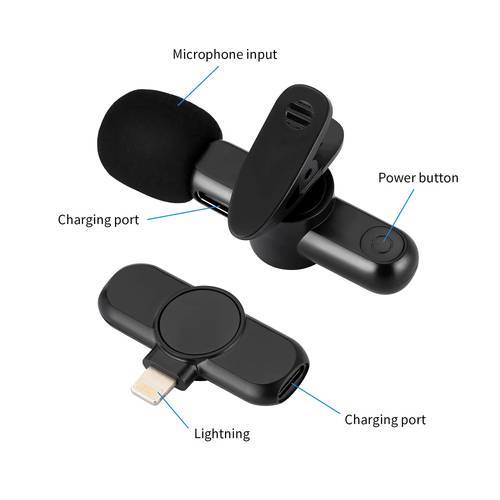 2 pack lavalier microphone dual microphone with lightning connector receiver