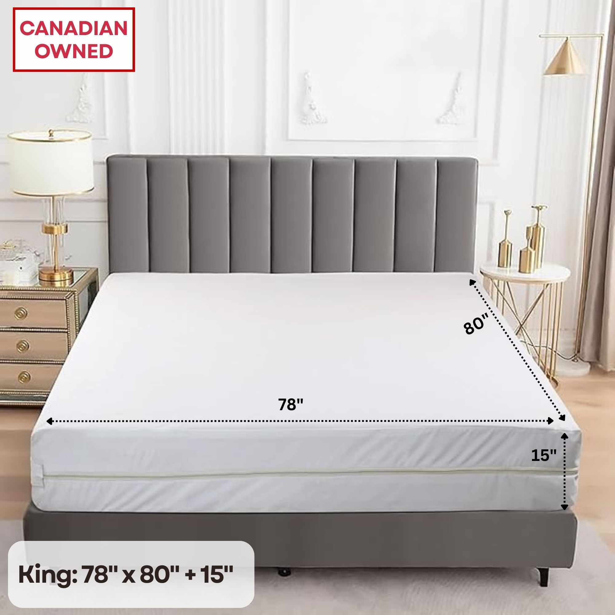 TEMU Waterproof With Zipper - Soft Breathable Up To 15" Deep, Invisible Zippered - Absorbent Six-sided Mattress Cover Noiseless And Durable Protector