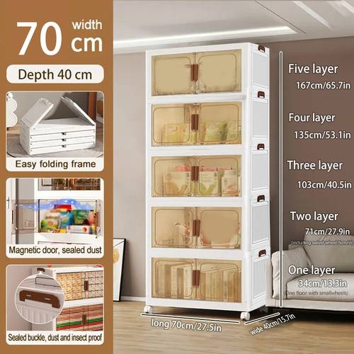 2 3 4 5 layer folding storage box with door and wheel stackable storage box wardrobe organization storage box home storage fashion storage cabinet suitable for storage and organization of clothes books and other items