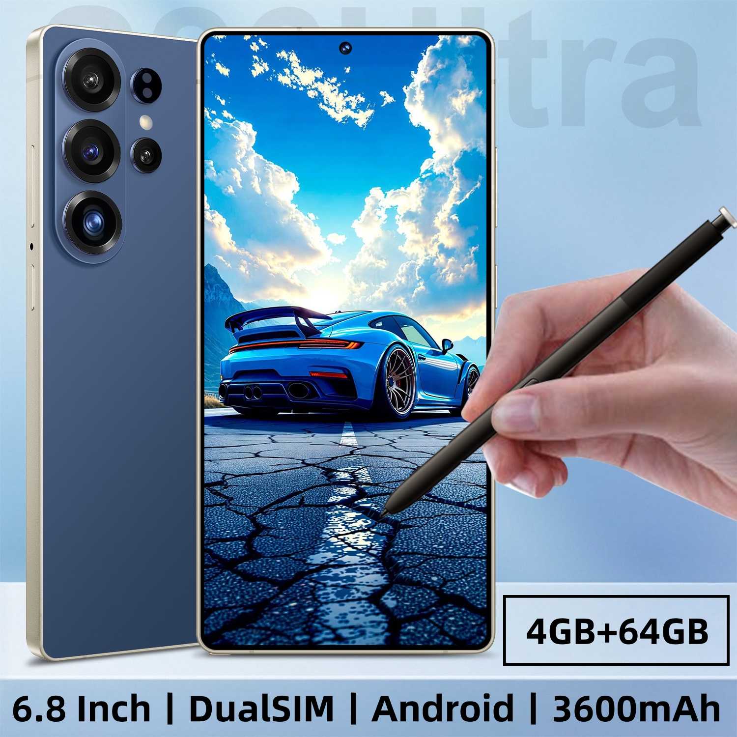 TEMU Smartphone 5G débloqué, écran ultra HD pleine vision de 6,8 pouces, 4 Go de RAM + 64 Go de stockage important, double SIM double , batterie de