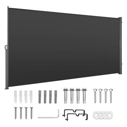 retractable side awning 73 x 165 patio retractable side screen with 180 g m polyester fabric sunshade outdoor privacy screen room divider for garden balcony pools deck gray