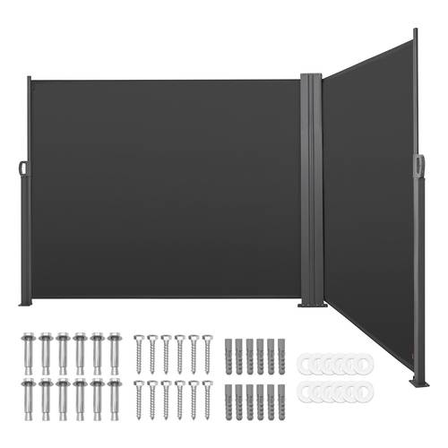 retractable side awning 71 x 236 patio retractable side screen with 180 g m polyester fabric sunshade outdoor privacy screen room divider for garden balcony pools deck gray