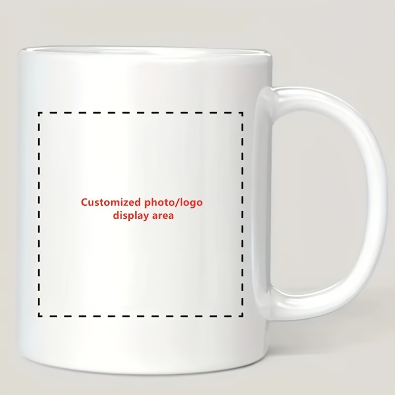 TEMU 1 Tasse à café en céramique personnalisée - 330 ml, isolée, réutilisable, personnalisable avec photos/texte, poignée lisse, matériau de haute