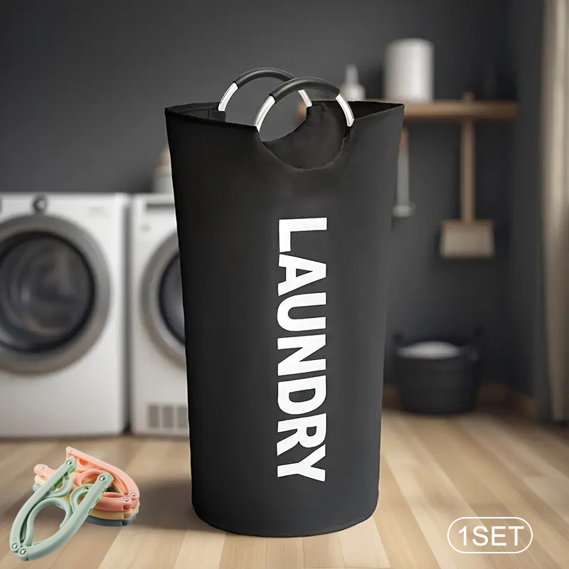 TEMU Large Size 95l With Soft Padded Handle Laundry Basket - Foldable, Suitable For Multifunctional Storage In Bathrooms, Laundry Rooms, , And
