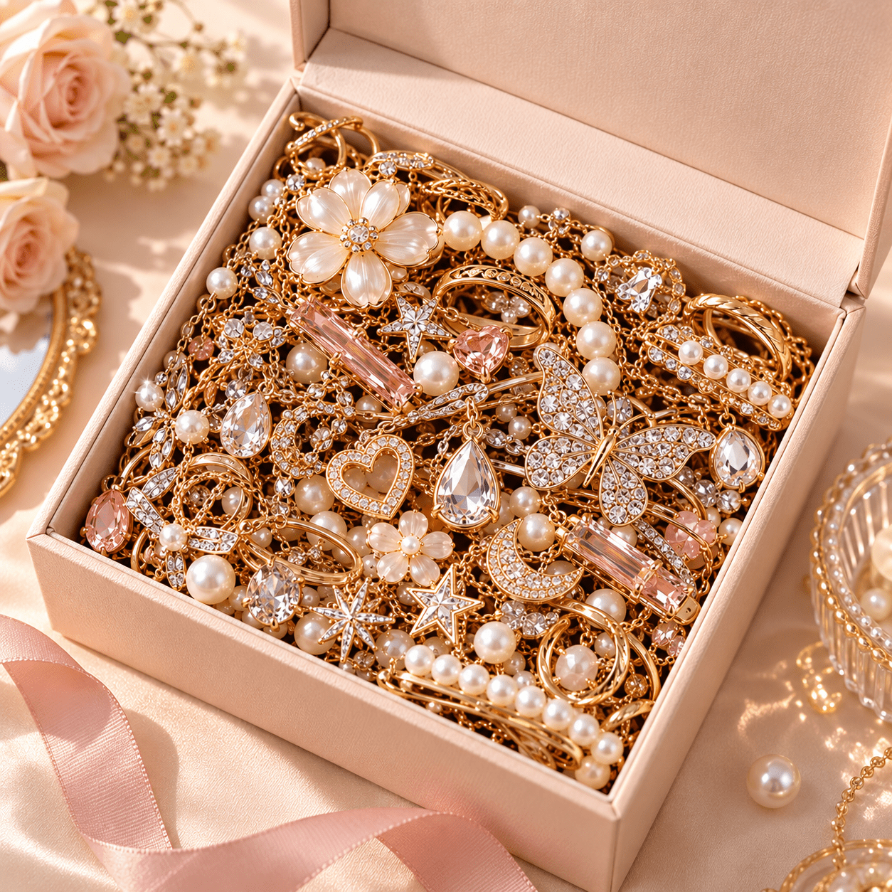 TEMU This Women's Mixed And Jewelry Set Is Elegant And Sophisticated, Containing A Necklace, Earrings, Ring, Bracelet, And Pendant. It Comes In