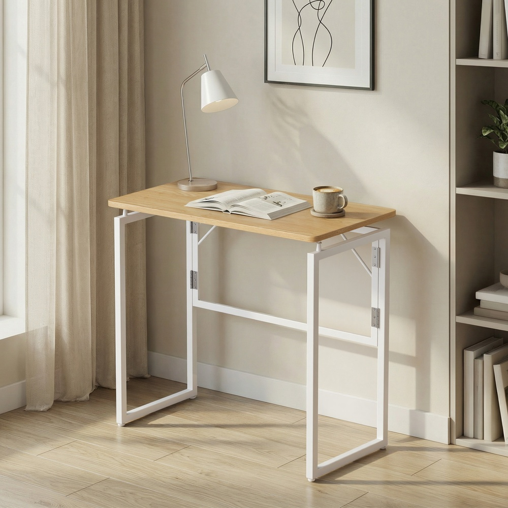 TEMU Bureau Pliant, Table d'ordinateur robuste et encombrante avec bords arrondis, x 15.7 x 29.1 pouces