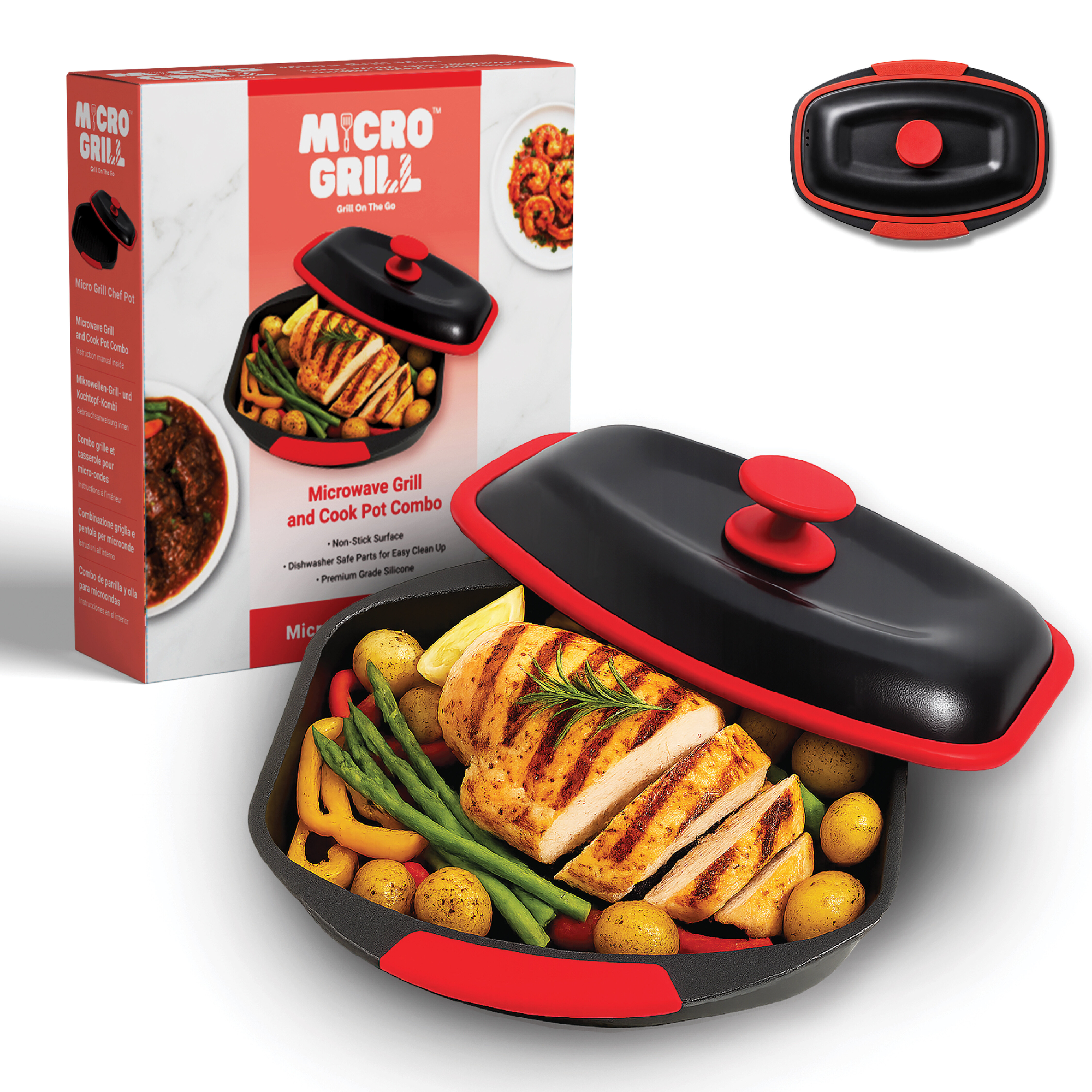 TEMU Micro Pot™ de Cuisson pour Micro-ondes – Cuiseur Alimentaire Polyvalent pour Micro-ondes avec Couvercle – Panier Vapeur et à Soupe Compatibles
