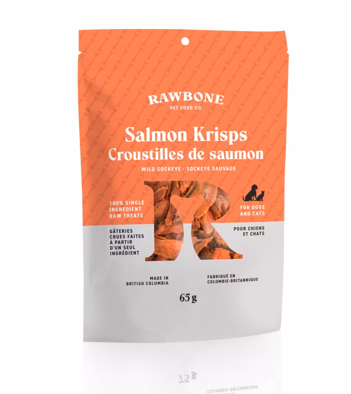 rawbone salmon 65g dehydrated wild hormone free salmon for dogs cats Product details 0