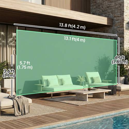 retractable side awning 165 x 73 outdoor privacy screen water resistant uv 50 room divider wind screen for patio garden and balcony light grey