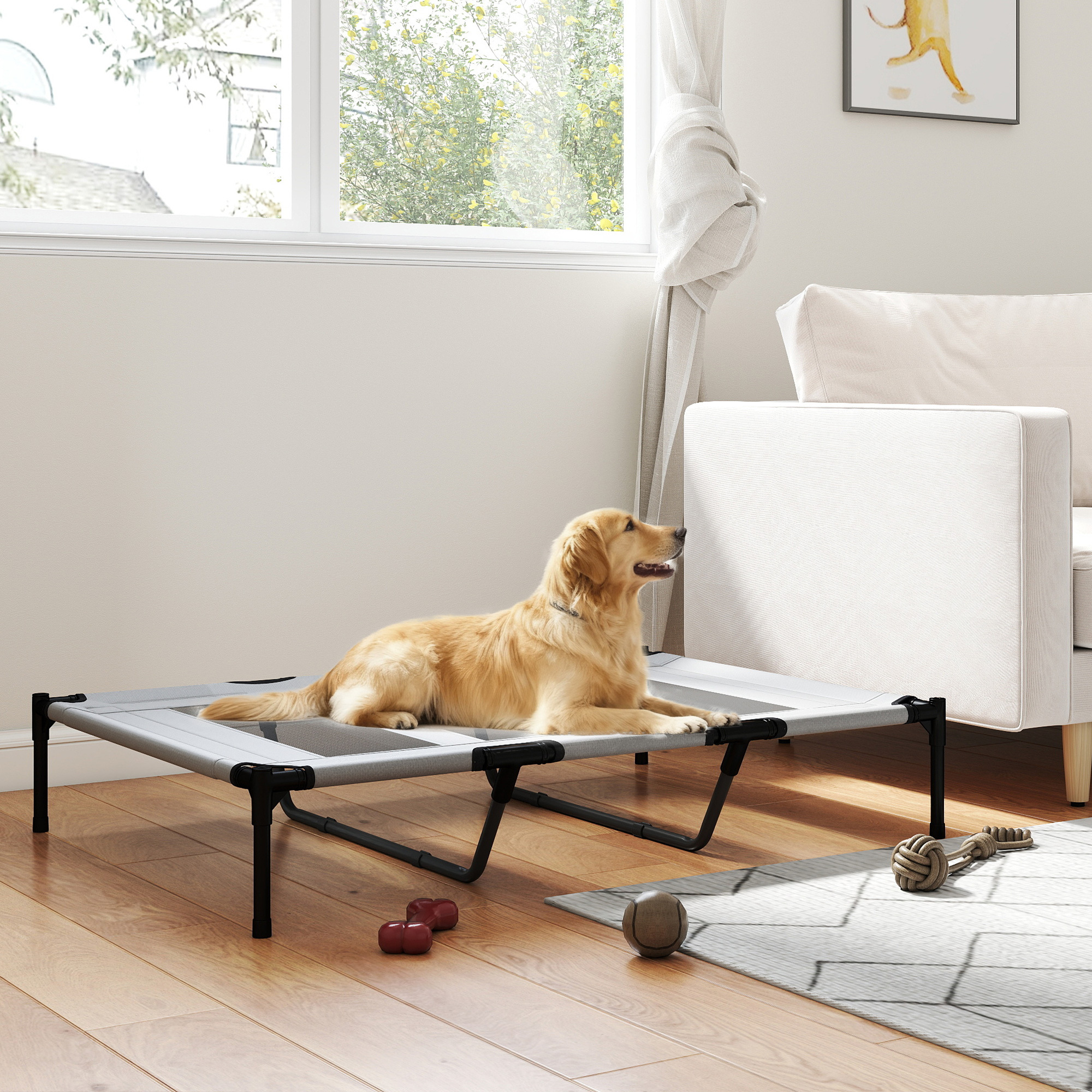 TEMU Panier surélevé pour chien, lit surélevé pour chiens de grande taille, intérieur et extérieur, 48" x 36" x 9"