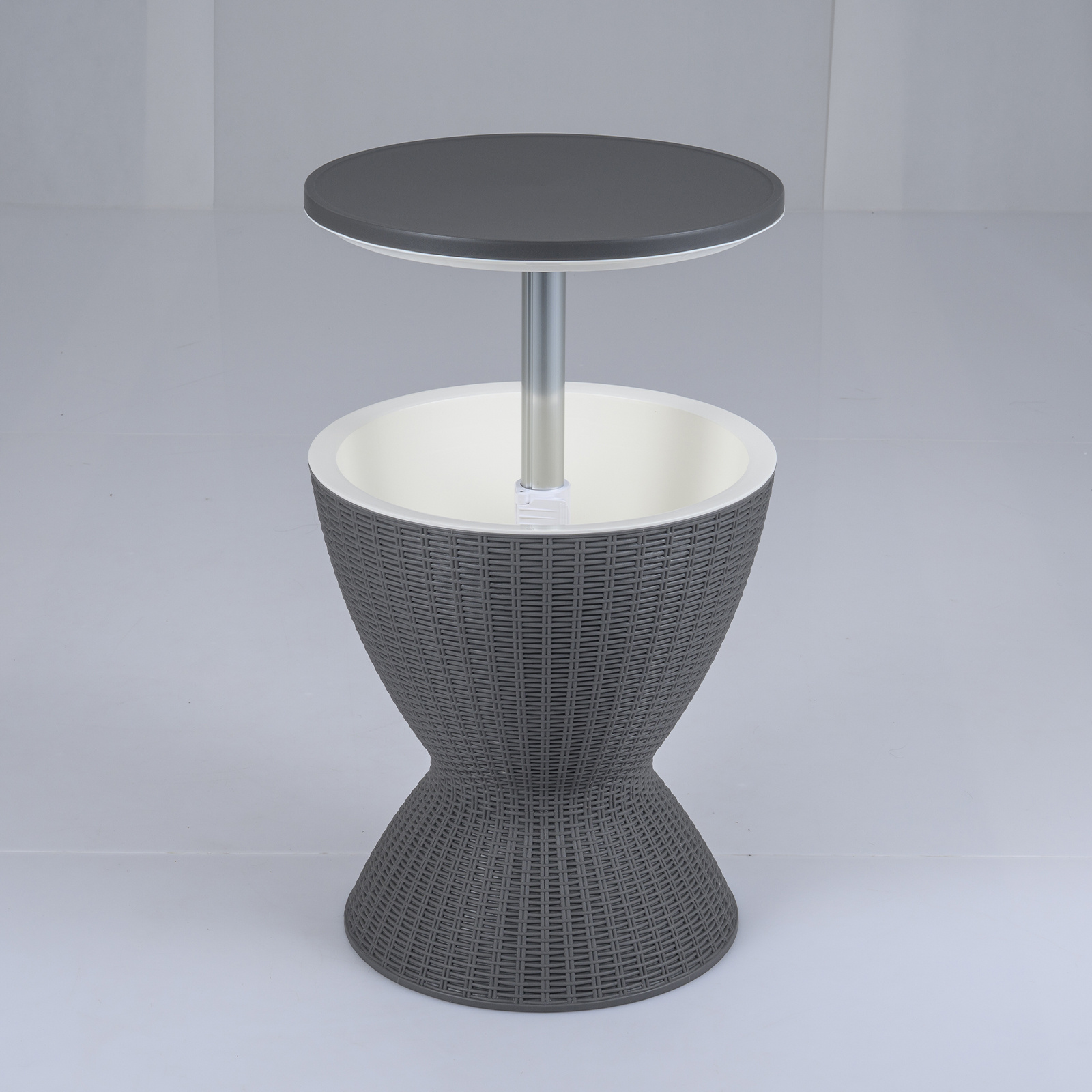TEMU Table glacière COSTWAY 8 gallons à hauteur réglable, glacière polyvalente d'extérieur en osier PP pour spas, avec bouchon de vidange et hauteur