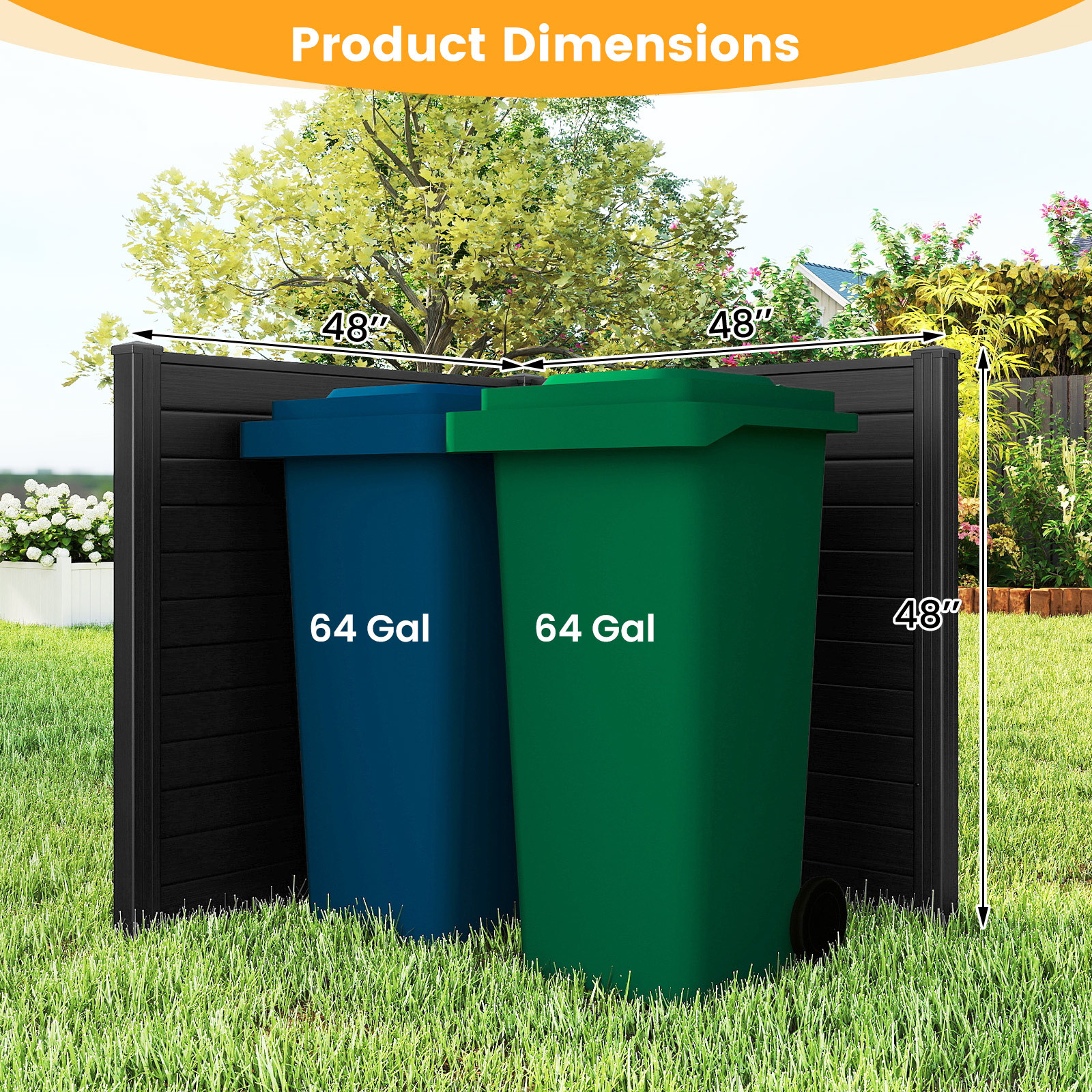 TEMU 48" L x 48" H Clôture de Climatiseur, 2 Panneaux d'Écran d'Intimité Extérieur avec Piquets de Sol en Acier Galvanisé pour Équipement de Piscine,