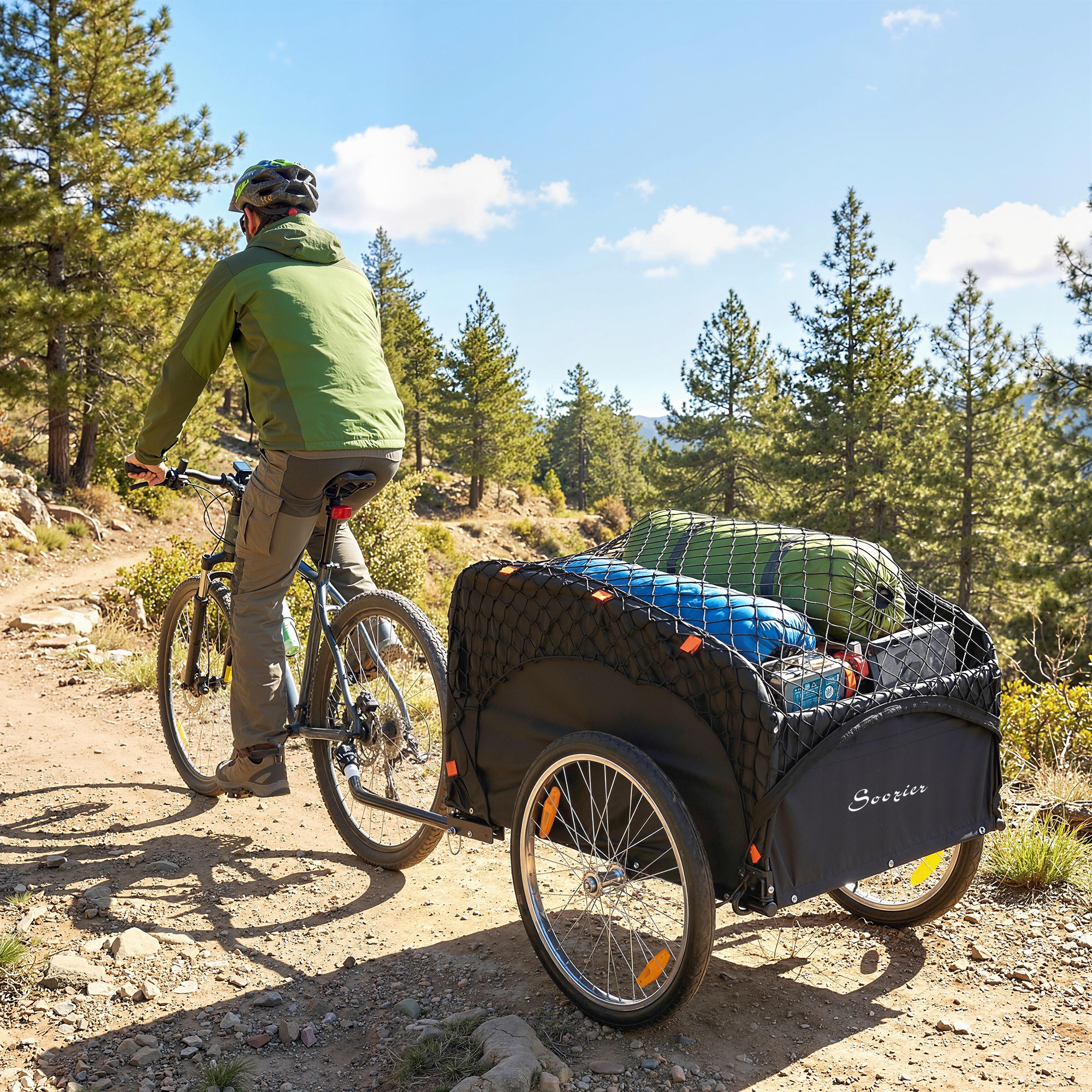   bike cargo trailer 45 gal bicycle trailer wagon cart with cargo net quick release 20 wheels safe reflectors universal hitch fits 22 28 bike wheels 88lbs capacity