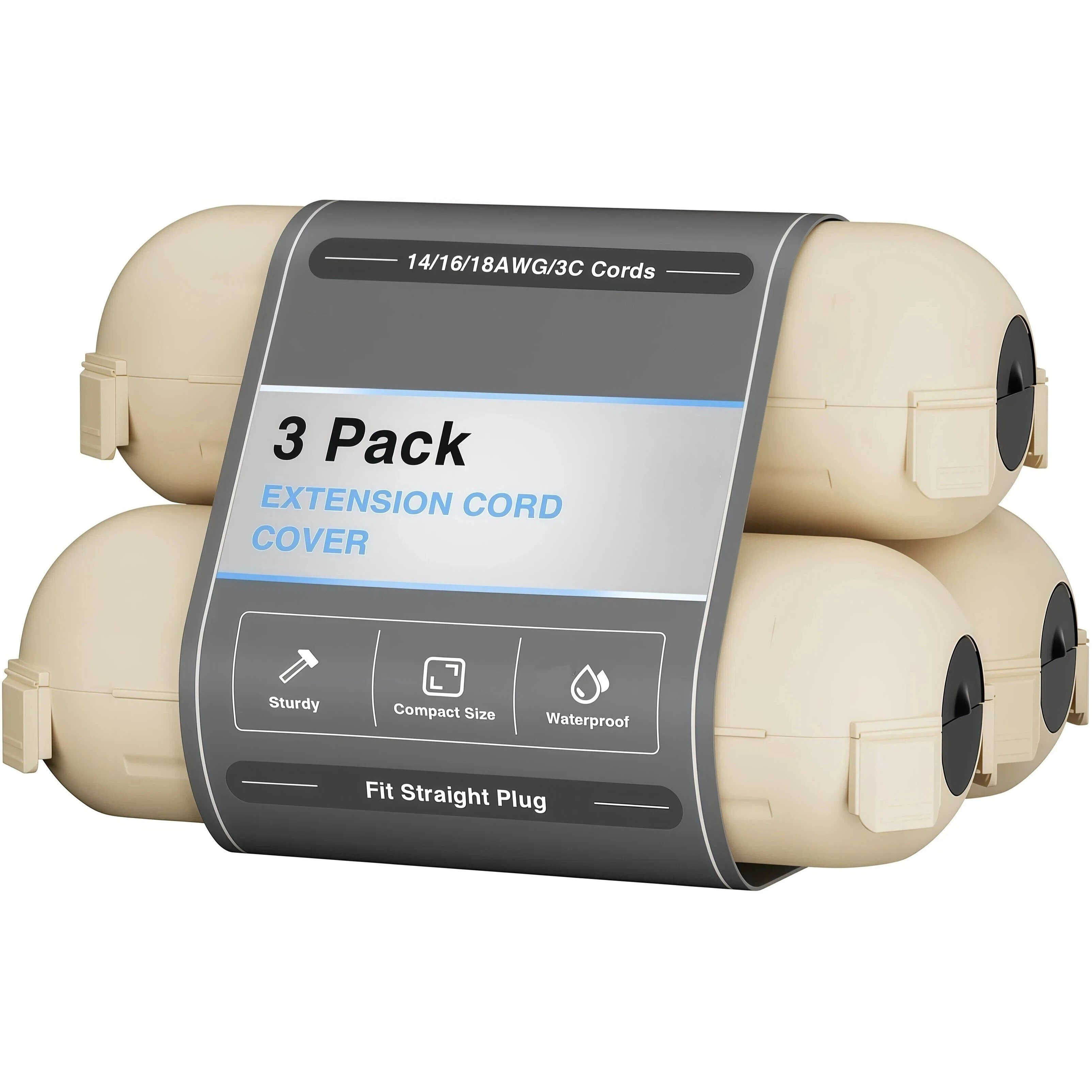 TEMU 3 Pack Outdoor Extension Cord Safety Cover, Weatherproof Electrical Box To Protect , Plug, Socket, Halloween, Christmas Holiday Decoration Light
