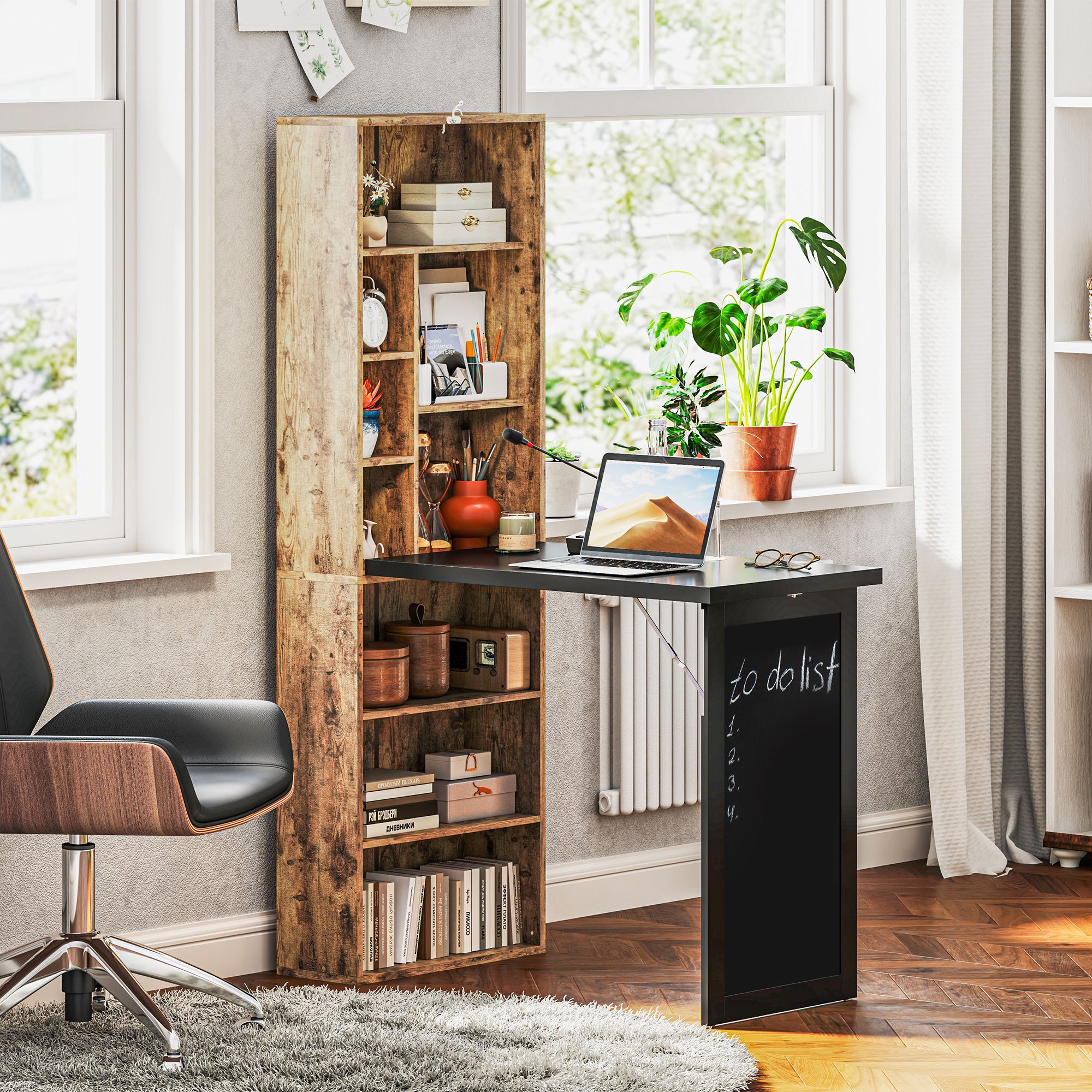 TEMU HOMCOM Bureau d'ordinateur convertible pliant, bureau de bureau mural avec noir et étagère latérale, table d'étude avec pour bureau à domicile,