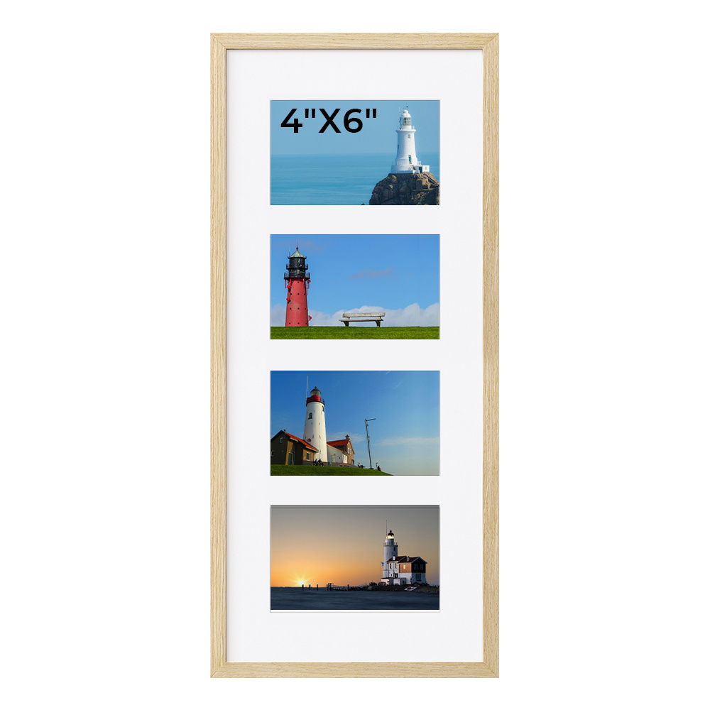 TEMU Cadre 8X20 pouces, cadre combiné 4X6 pouces avec verre incassable - Peut contenir quatre photos de 4X6 pouces, peut également être utilisé cadre