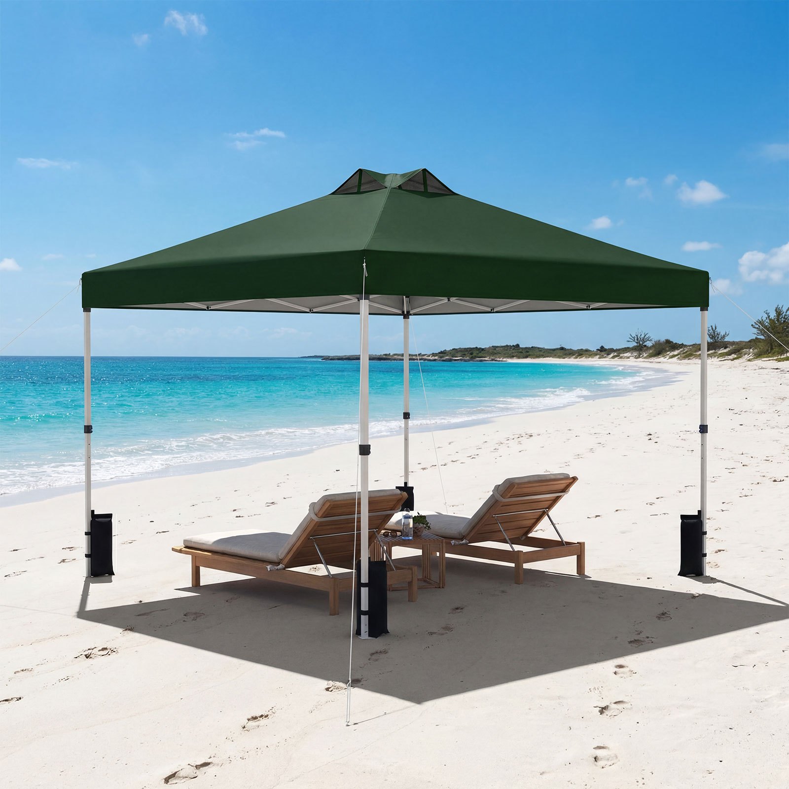 TEMU Tente d'ombrage GIANTEX 10x10 FT, installation instantanée à 1 bouton pour 1 personne, cadre robuste, toit argenté, gazebo portable avec 4 sacs