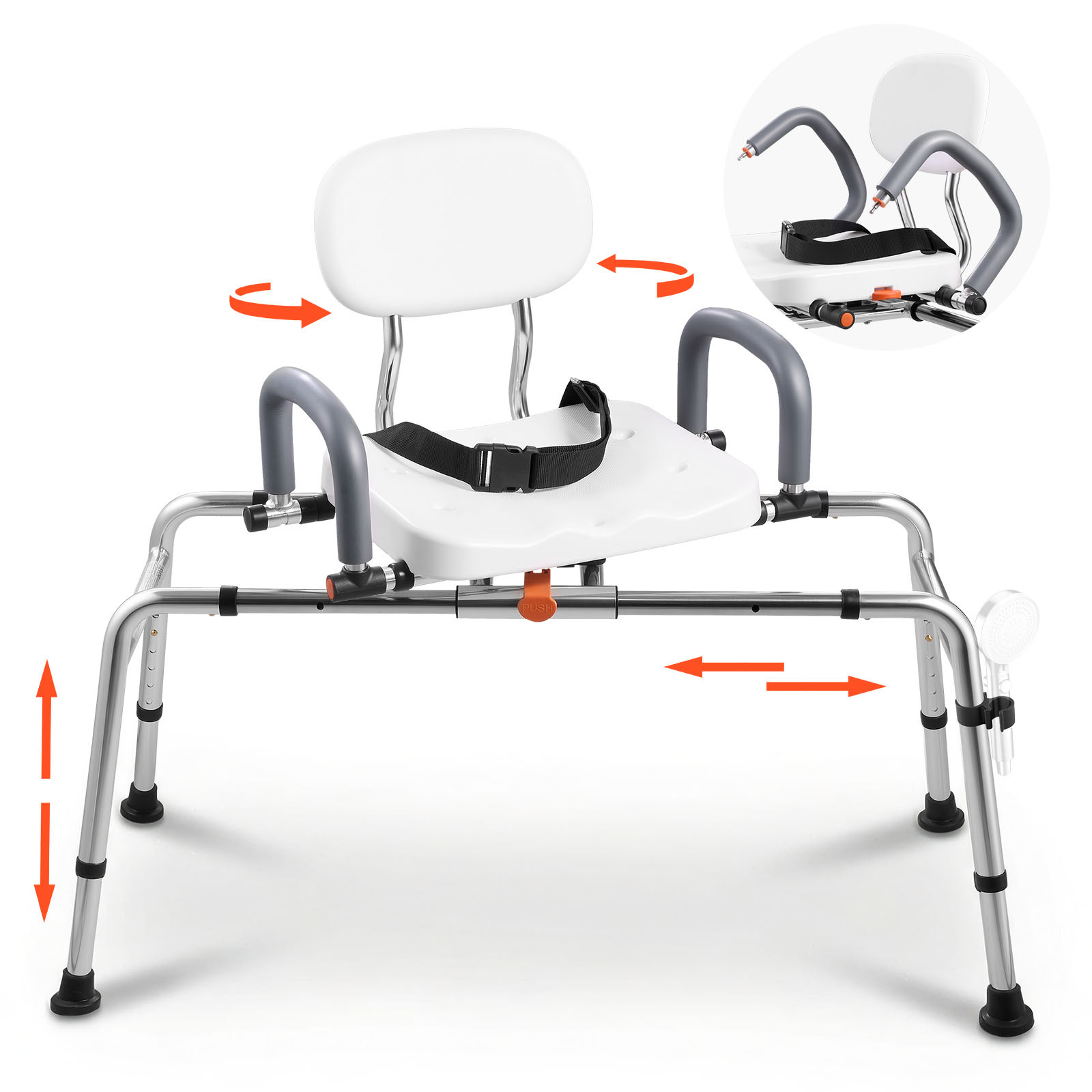 TEMU Chaise de douche coulissante VEVOR, banc de transfert de baignoire 400 lbs pour baignoire avec siège pivotant, banc de douche avec accoudoirs et