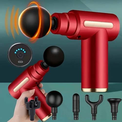 1pc powerful cordless massage gun with led display deep tissue muscle relaxer 4 interchangeable heads 1200mah lithium battery speed mode settings c fast durable portable for home gym travel ideal for back neck leg arm ideal gift