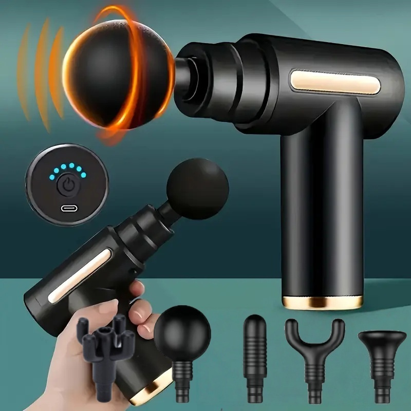 1pc powerful cordless massage gun with led display deep tissue muscle relaxer 4 interchangeable heads 1200mah lithium battery speed mode settings c fast durable portable for home gym travel ideal for back neck leg arm ideal gift