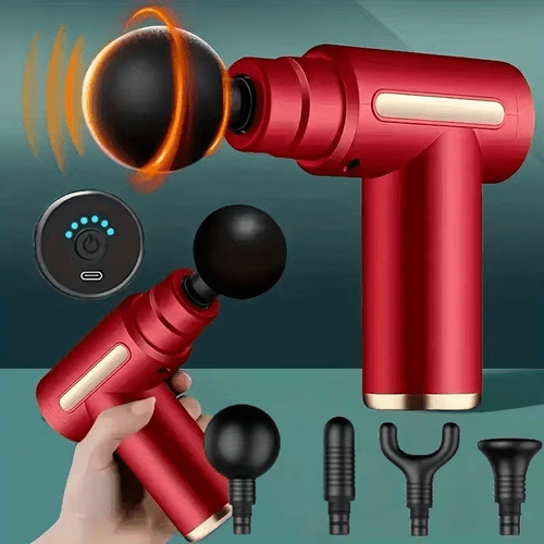 1pc powerful cordless massage gun with led display deep tissue muscle relaxer 4 interchangeable heads 1200mah lithium battery speed mode settings c fast durable portable for home gym travel ideal for back neck leg arm ideal gift