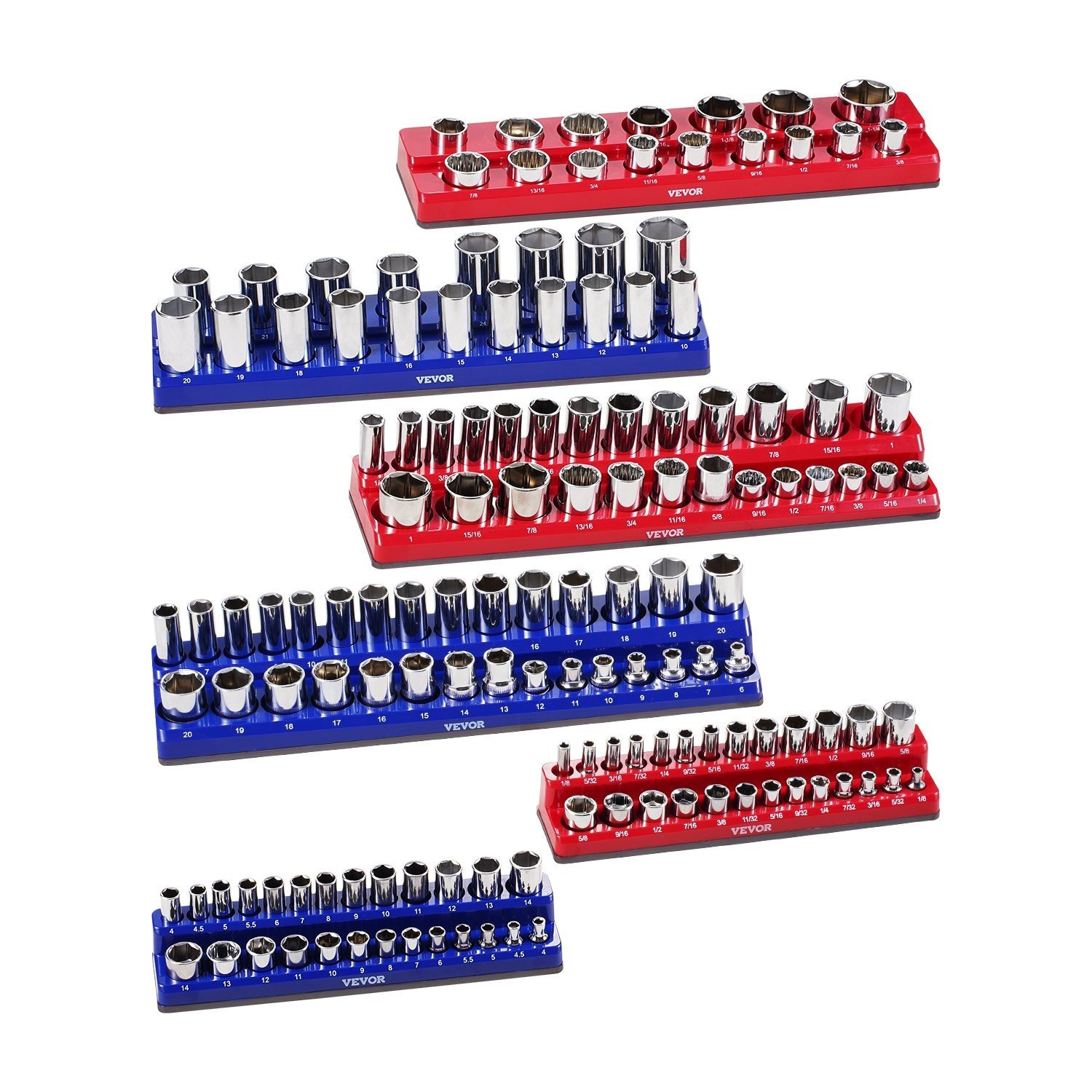 TEMU Ensemble de 6/8 porte-écrous magnétiques VEVOR, porte-écrous bleu et rouge pour métrique et SAE
