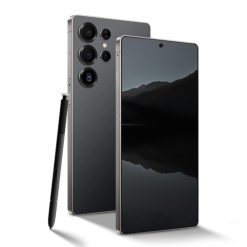 TEMU 25Ultra Débloqué Smartphone, Écran d'affichage de 6,8 pouces, Caméra, Double SIM, GPS, Stylet intégré, Incluant Écouteurs, Étui de protection,
