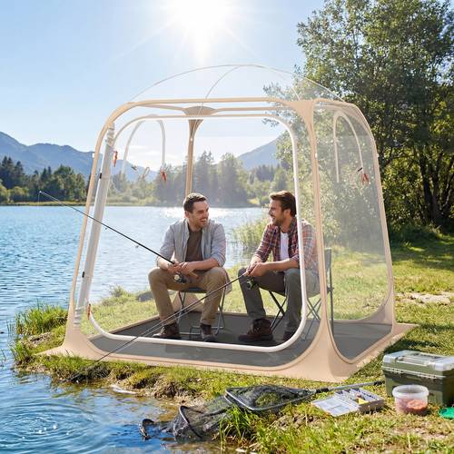 all for 2 7 x 7 ft easy setup clear bubble tent with floor mat camping sun shelter for fishing portable outdoor screen house with carrying bag