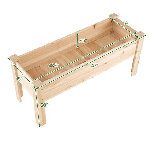 wood raised garden bed with legs 47 l x 18 w x 20 h elevated planter box with drainage holes for vegetables flowers herbs rectangular outdoor growing box for patio balcony backyard