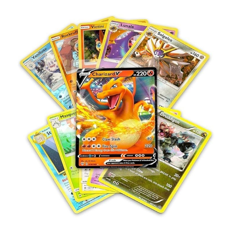 Pokémon Cards - 50pcs Lot with Guaranteed V, Vmax, Vstar, Gx, or Ex